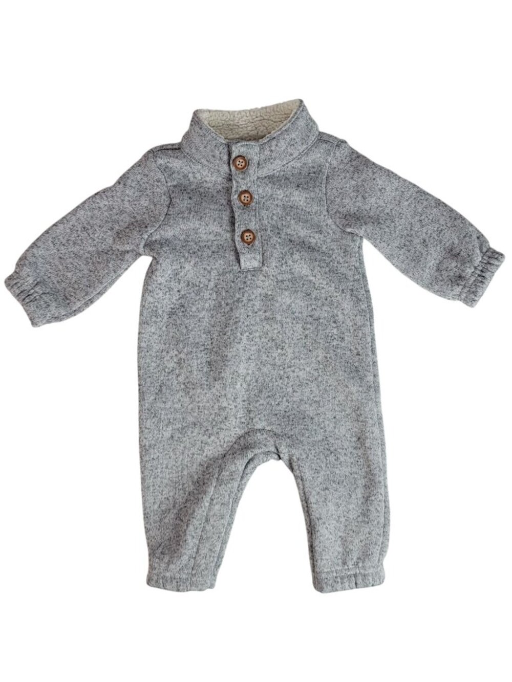 Carter's Just One You Fleece Lined One Piece Gray 3M Snaps Long Sleeve Sweater